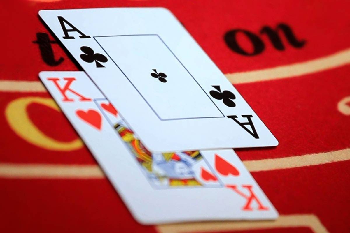 Cards on blackjack table